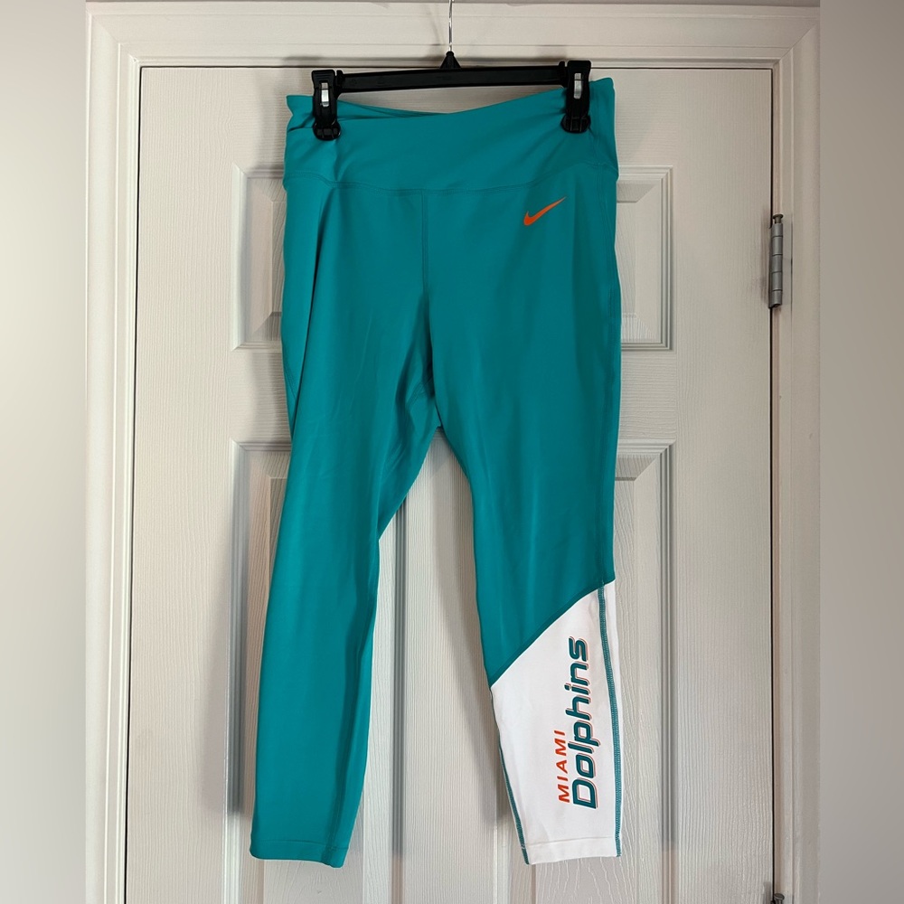 Large Nike Dri-fit Miami Dolphins Leggings for workout or everyday - NFL Teal